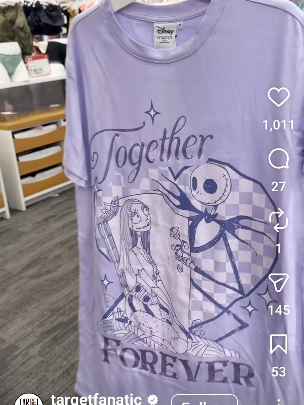 Disney Lavender The Nightmare Before Christmas Jack & Sally Graphic Tee